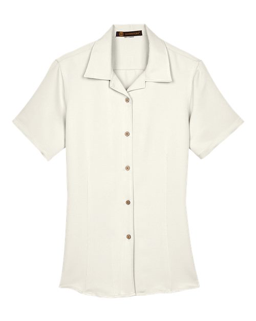 Harriton M570W Women's Bahama Cord Camp Shirt - Cream