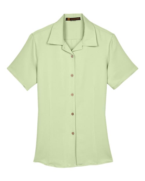 Load image into Gallery viewer, Harriton M570W Women's Bahama Cord Camp Shirt - Green Mist
