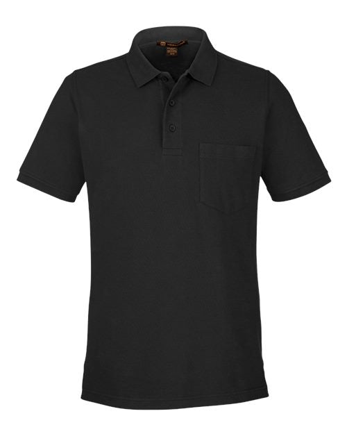 Load image into Gallery viewer, Harriton M205P Men's Valiant Cotton Snag Protect Pocket Polo - Black
