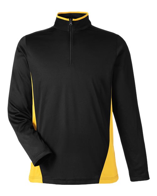 Load image into Gallery viewer, Harriton M786 Men's Flash Snag Protection Plus IL Colorblock Quarter-Zip Pullover - Black/ Sunray Yellow
