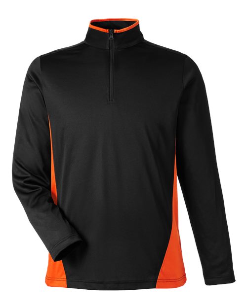 Load image into Gallery viewer, Harriton M786 Men's Flash Snag Protection Plus IL Colorblock Quarter-Zip Pullover - Black/ Team Orange
