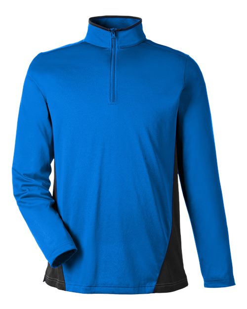Harriton M786 Men's Flash Snag Protection Plus IL Colorblock Quarter-Zip Pullover - True Royal/ Black