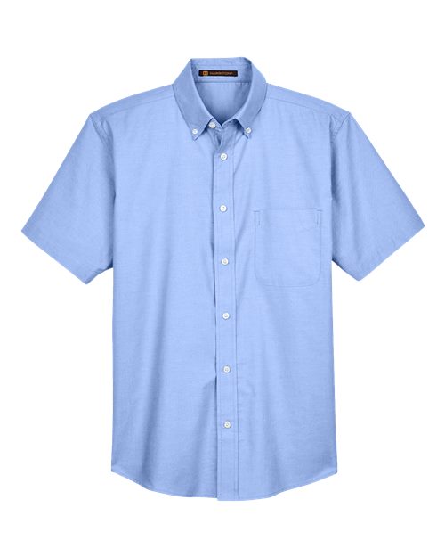 Harriton M600S Men's Oxford Short Sleeve with Stain-Release - Light Blue