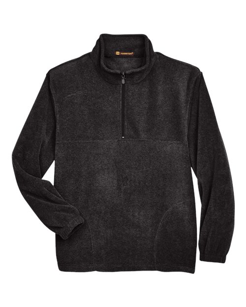 Harriton M980 Men's Fleece Quarter-Zip Pullover - Black