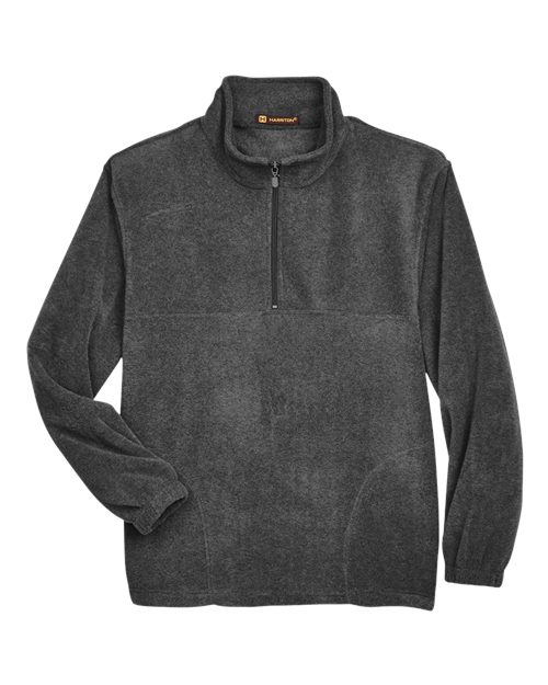 Harriton M980 Men's Fleece Quarter-Zip Pullover - Charcoal
