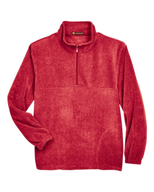 Harriton M980 Men's Fleece Quarter-Zip Pullover - Red