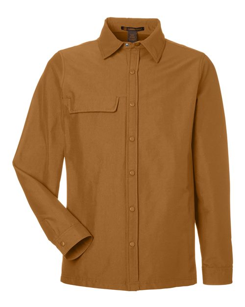 Harriton M72 Unisex Flex Twill Overshirt Jacket - Duck Brown