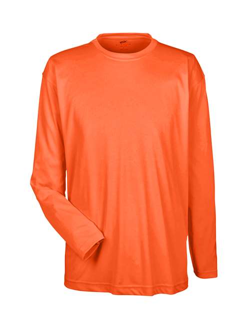 UltraClub 8422 Men's Cool & Dry Sport Long Sleeve Performance Interlock T-Shirt - Bright Orange