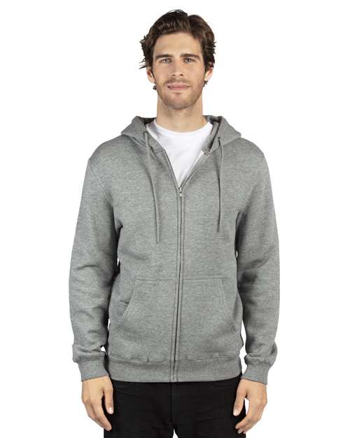 Threadfast Apparel 320Z Unisex Fleece Full-Zip Hooded Sweatshirt - Heather Grey