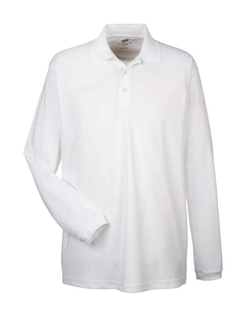 Load image into Gallery viewer, UltraClub 8210LS Men's Cool &amp; Dry Long Sleeve Mesh Piqué Polo - White
