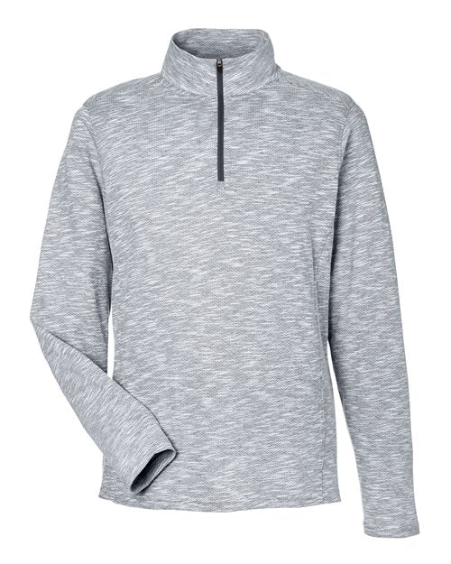 North End NE415 Men's Eclipse Jacquard Quarter-Zip Pullover - Black Heather