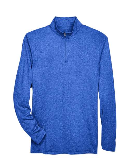 UltraClub 8618 Men's Cool & Dry Heathered Performance Quarter-Zip Pullover - Royal Heather