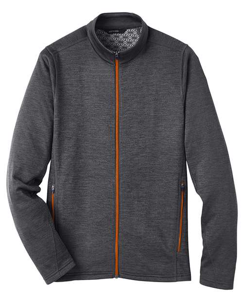 North End NE712 Men's Flux 2.0 Full-Zip Jacket - Black Heather/ Orange Soda