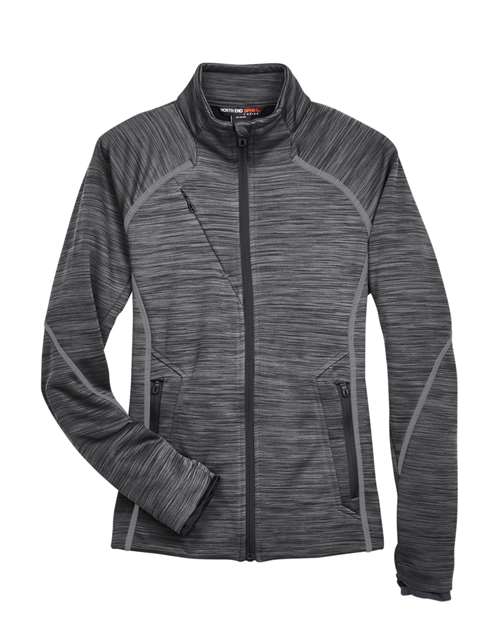 North End 78697 Women's Flux Mélange Bonded Fleece Jacket - Carbon/ Black