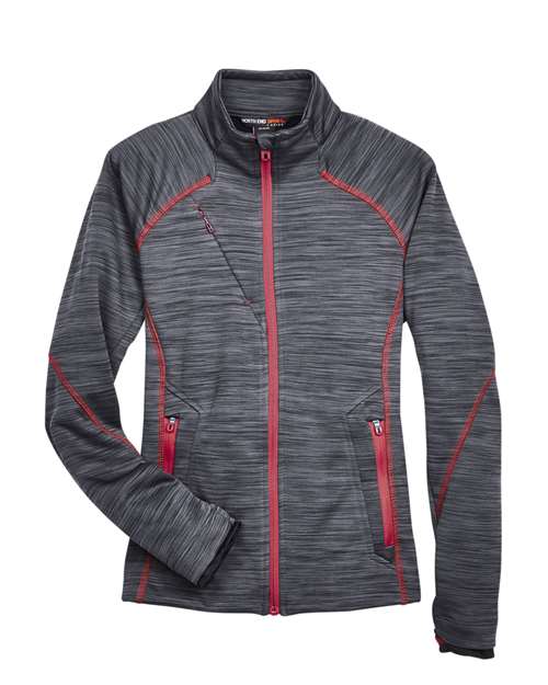 North End 78697 Women's Flux Mélange Bonded Fleece Jacket - Carbon/ Olympic Red