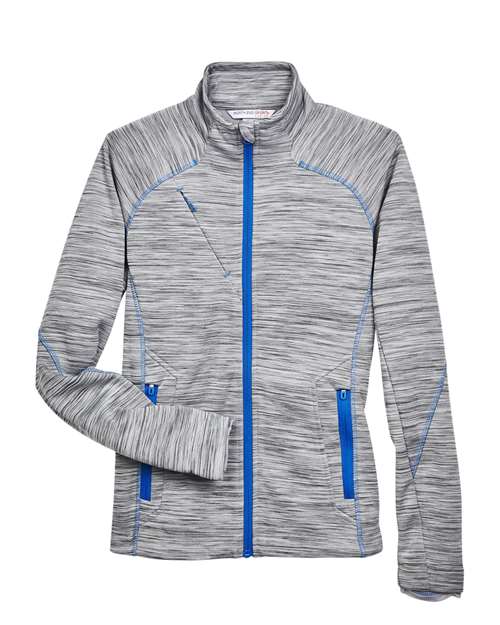 North End 78697 Women's Flux Mélange Bonded Fleece Jacket - Platinum/ Olympic Blue