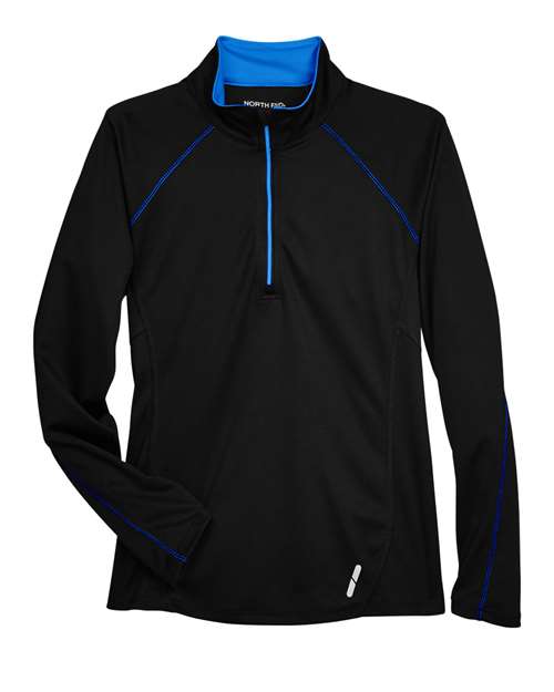 Load image into Gallery viewer, North End 78187 Women's Radar Performance Quarter-Zip Pullover - Black/ True Royal
