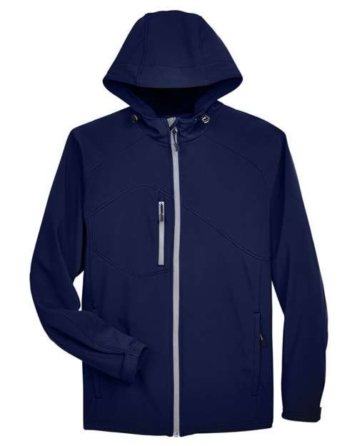 North End 88166 Men's Prospect Two-Layer Fleece Bonded Soft Shell Hooded Jacket - Classic Navy