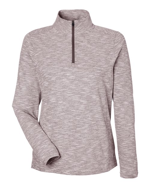 North End NE415W Women's Eclipse Jacquard Quarter-Zip Pullover - Burgundy Heather