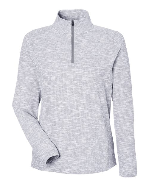 North End NE415W Women's Eclipse Jacquard Quarter-Zip Pullover - Platinum Heather