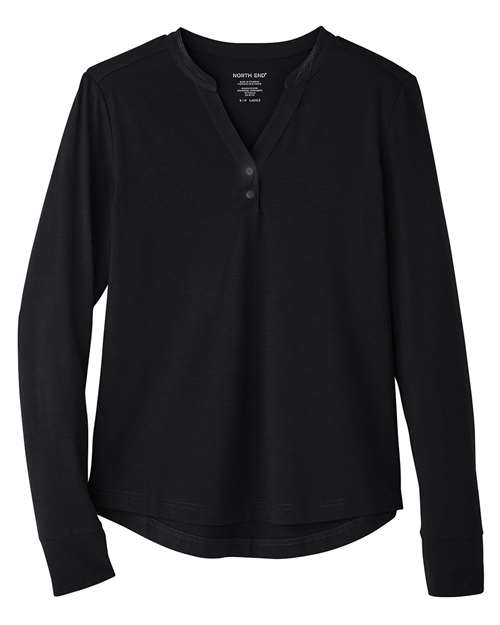 Load image into Gallery viewer, North End NE400W Women's JAQ Stretch Performance V-Neck Snap Pullover - Black
