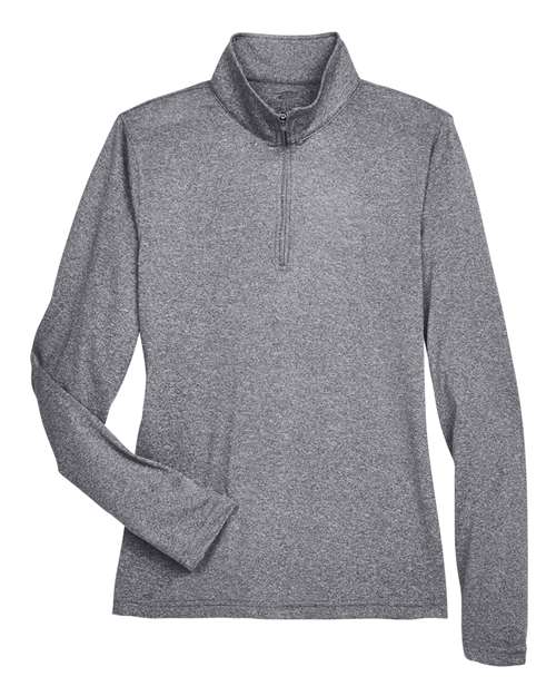 UltraClub 8618W Women's Cool & Dry Heathered Performance Quarter-Zip Pullover - Charcoal Heather