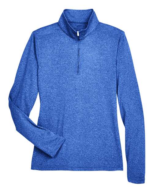 Load image into Gallery viewer, UltraClub 8618W Women's Cool &amp; Dry Heathered Performance Quarter-Zip Pullover - Royal Heather
