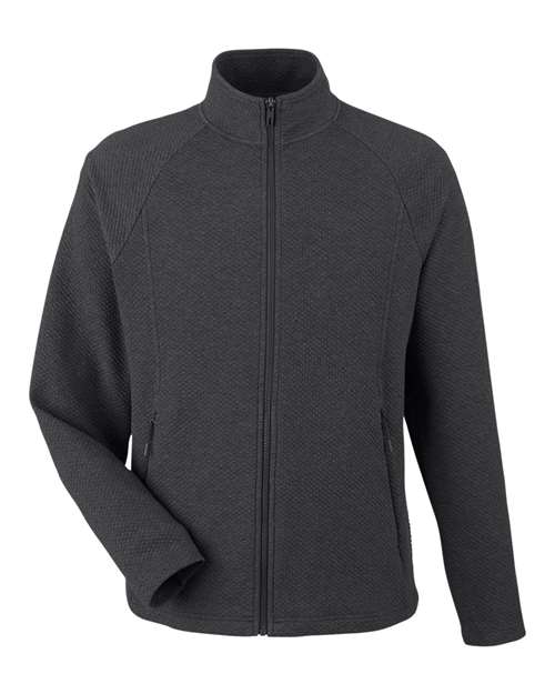 North End NE727 Men's Spirit Textured Full-Zip - Black Heather