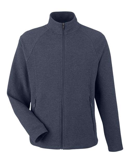 North End NE727 Men's Spirit Textured Full-Zip - Classic Navy Heather