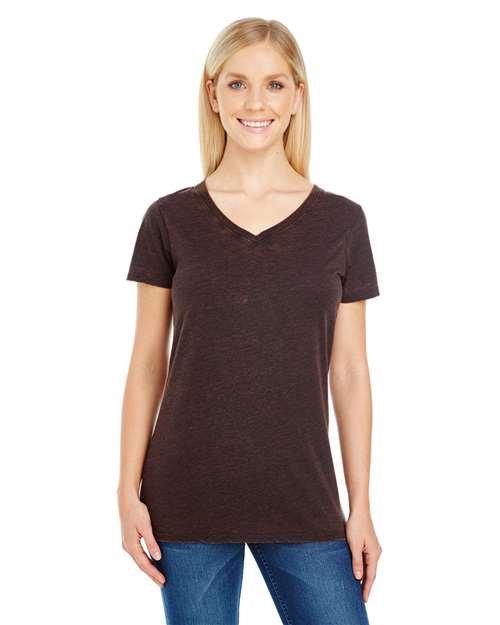 Threadfast Apparel 215B Women's Cross Dye V-Neck T-Shirt - Flame