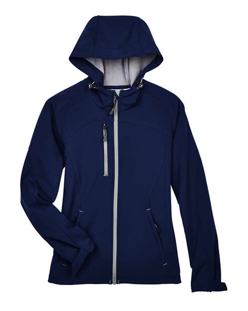 Load image into Gallery viewer, North End 78166 Women's Prospect Two-Layer Fleece Bonded Soft Shell Hooded Jacket - Classic Navy
