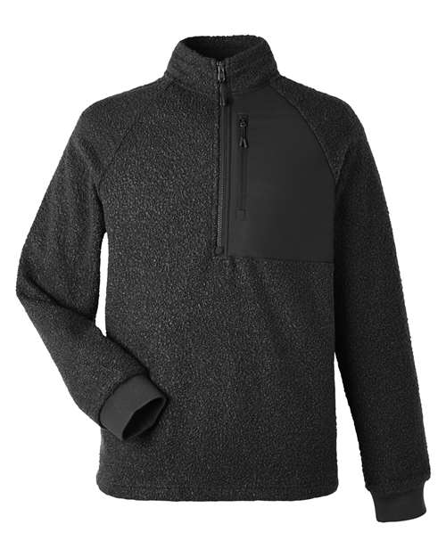 North End NE713 Men's Aura Sweater Fleece Quarter-Zip Pullover - Black/ Black