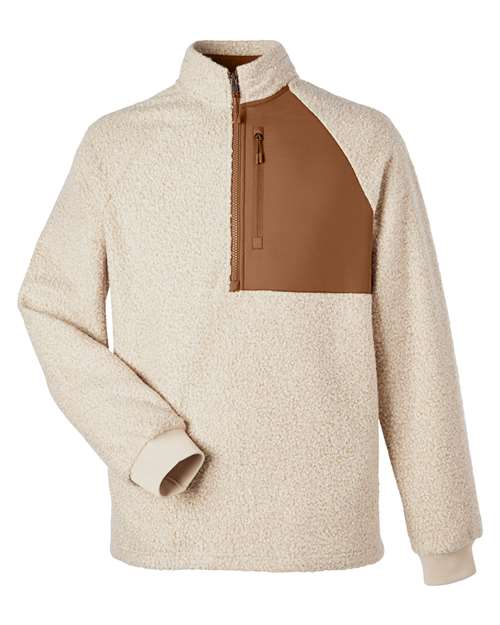 Load image into Gallery viewer, North End NE713 Men's Aura Sweater Fleece Quarter-Zip Pullover - Oatmeal Heather/ Teak
