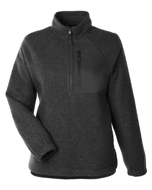 North End NE713W Women's Aura Sweater Fleece Quarter-Zip Pullover - Black/ Black