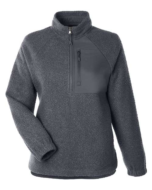North End NE713W Women's Aura Sweater Fleece Quarter-Zip Pullover - Carbon/ Carbon