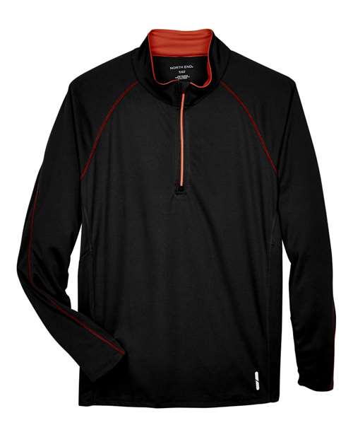Load image into Gallery viewer, North End 88187 Men's Radar Performance Quarter-Zip Pullover - Black/ Classic Red
