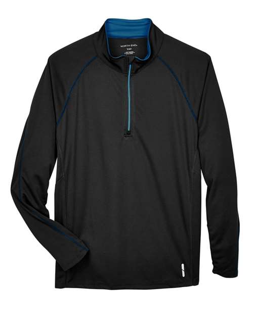 Load image into Gallery viewer, North End 88187 Men's Radar Performance Quarter-Zip Pullover - Black/ True Royal
