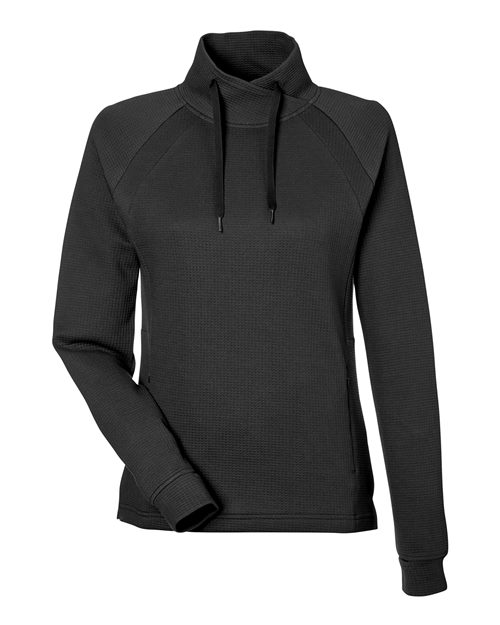 North End NE200W Women's Rhythm Waffle Cross-Neck Pullover - Black