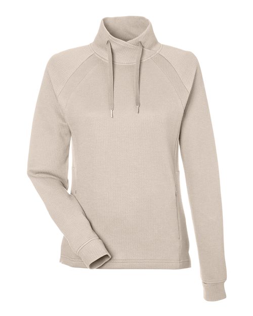 Load image into Gallery viewer, North End NE200W Women's Rhythm Waffle Cross-Neck Pullover - Oatmeal
