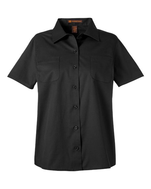 Harriton M585W Women's Advantage IL Short Sleeve Dress Shirt - Black