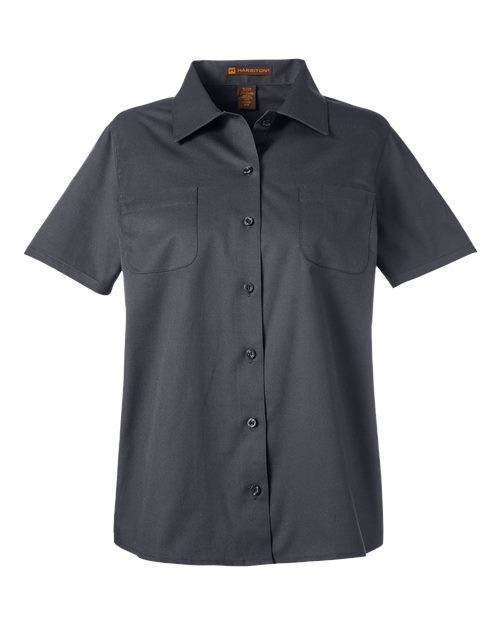 Harriton M585W Women's Advantage IL Short Sleeve Dress Shirt - Dark Charcoal
