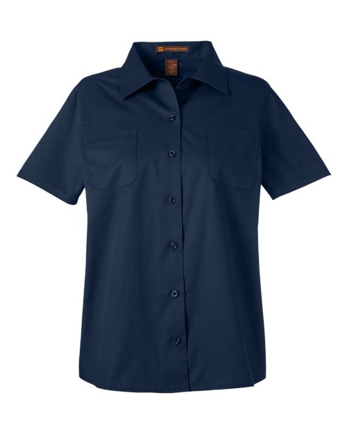 Harriton M585W Women's Advantage IL Short Sleeve Dress Shirt - Dark Navy