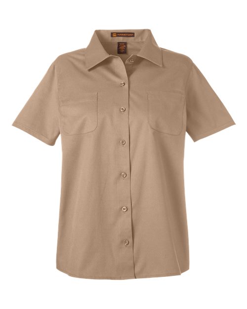 Load image into Gallery viewer, Harriton M585W Women's Advantage IL Short Sleeve Dress Shirt - Khaki
