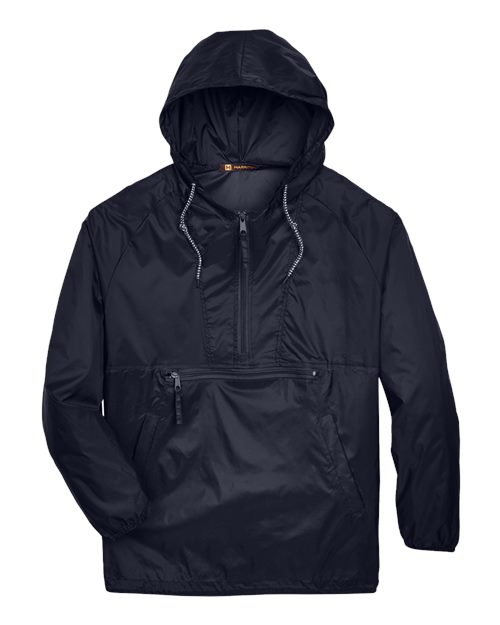 Harriton M750 Men's Packable Hooded Nylon Jacket - Navy