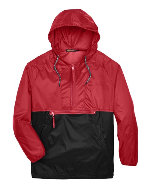 Load image into Gallery viewer, Harriton M750 Men's Packable Hooded Nylon Jacket - Red/ Black
