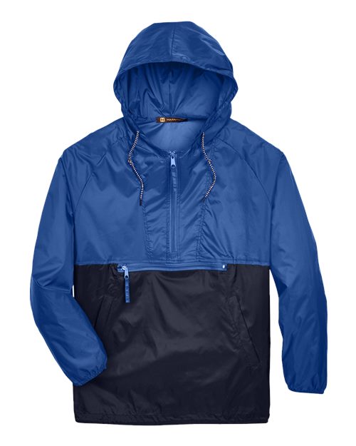 Load image into Gallery viewer, Harriton M750 Men's Packable Hooded Nylon Jacket - Royal/ Navy
