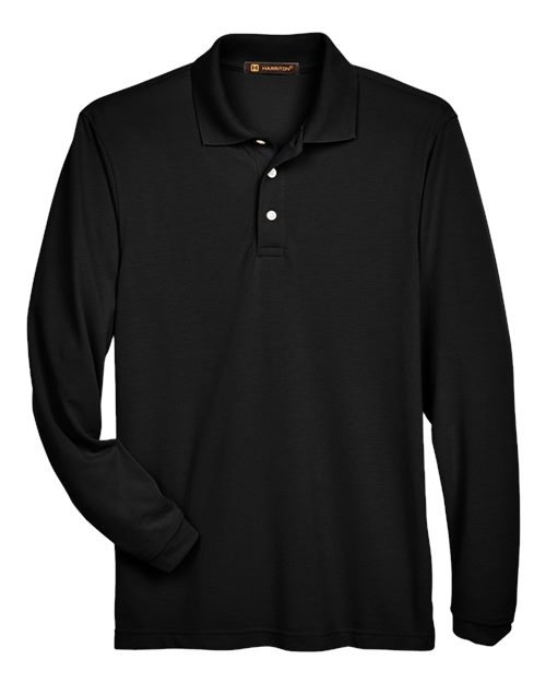 Load image into Gallery viewer, Harriton M265L Men's Easy Blend™ Long Sleeve Polo - Black

