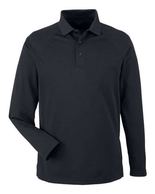 Harriton M208L Men's Charge Snag and Soil Protect Long Sleeve Polo - Black