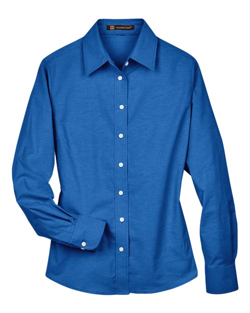 Harriton M600W Women's Oxford Dress Shirt - French Blue