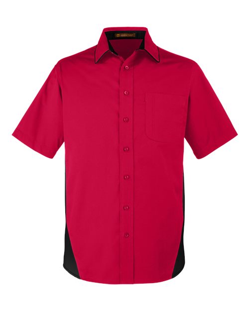 Harriton M586T Men's Tall Flash IL Colorblock Shirt - Red/ Black